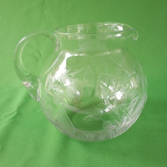 Dining Vintage Etched Glass Pitcher Poshmark